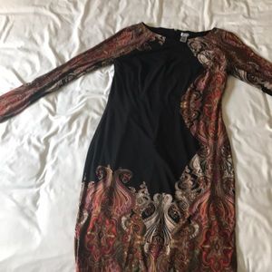 Long sleeve black and paisley dress